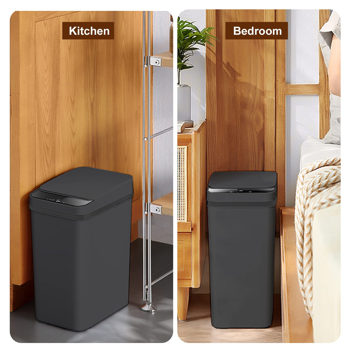 Yatmung Touchless Bathroom Trash Can - 2.5 Gallon Smart Trash Can Sensor Motion - Skinny Trash Bin