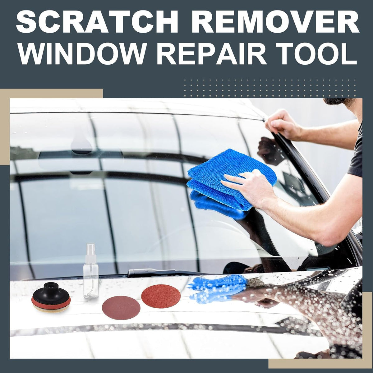 55 Pcs Glass Polishing Kit Windshield Scratch Repair Kit Car Windscreen Glass Scratch Remover 120g