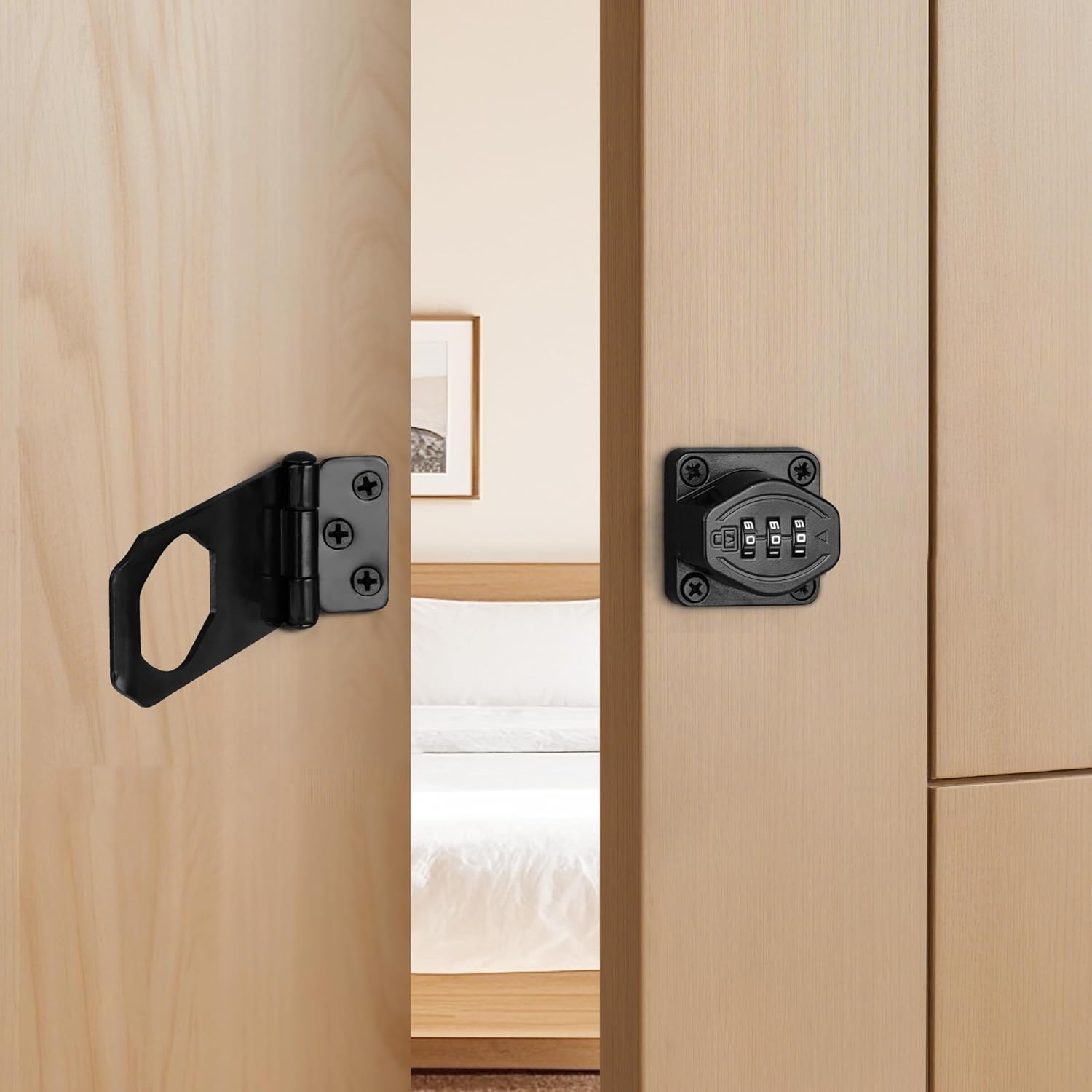 Cozy Tower 4 inch 180 Degrees Hasp Combination Lock for Cabinet, Combo Latch Lock for Cupboard