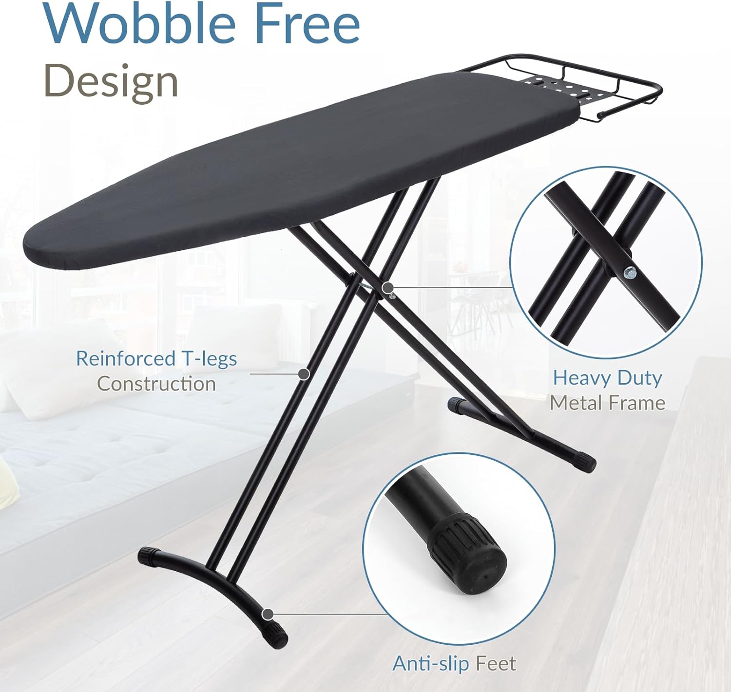 Ironing Board 48" x 15" with Retractable Iron Rest, RAINHOL Heavy Duty Full Size Iron Board, Sturdy