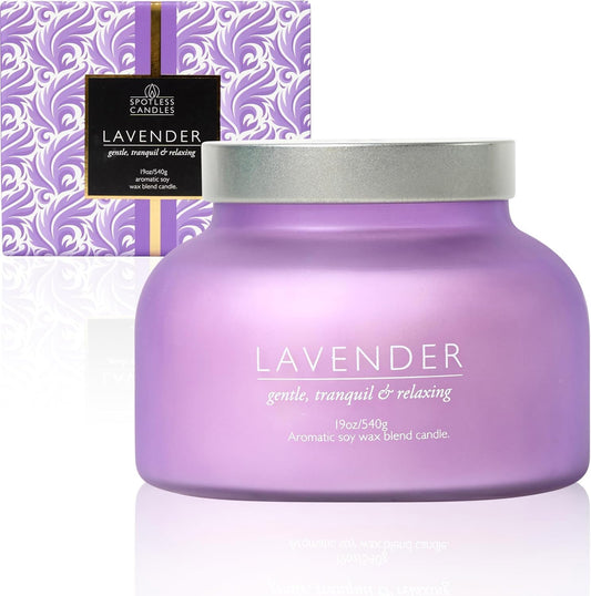 Lavender Candle 19oz Volcano Jar with Wooden Wick Upto 75 Hours Burn Time in a Large 4" x 5" Solid