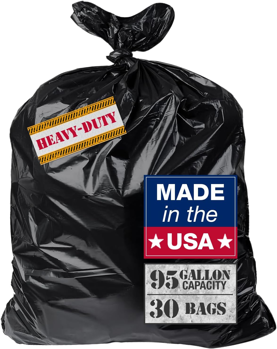 95–96 Gallon Heavy Duty Trash Bags – 30 Count Large Black Garbage Bags for Outdoor Bins