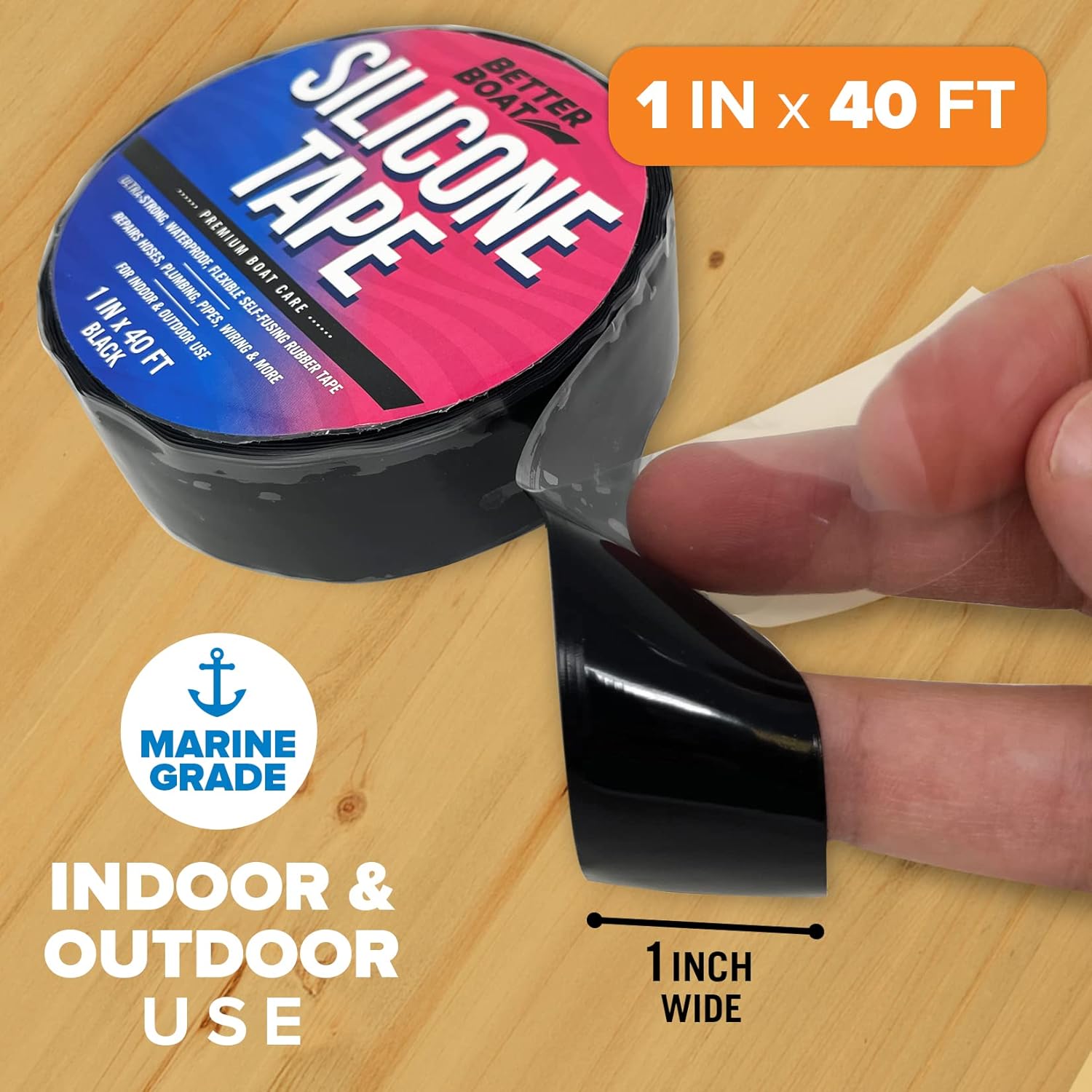 Black Heavy Duty Silicone Tape, Self-Fusing Rubber Hose and Plumbing Water Pipe Repair Seal, Coax