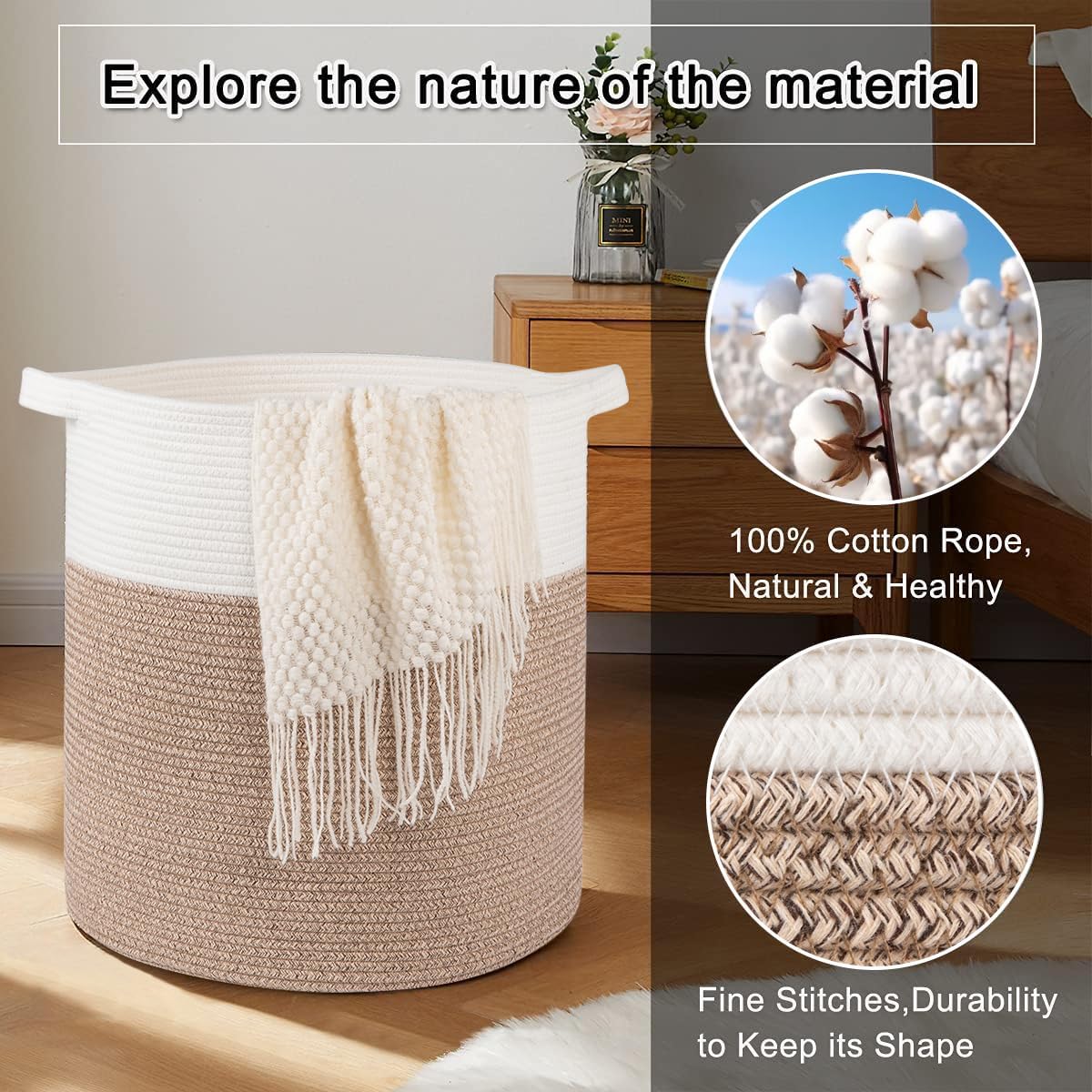 OIAHOMY 80L Laundry Hamper, Storage Basket with Handles, Laundry Basket For Toys, Pillows