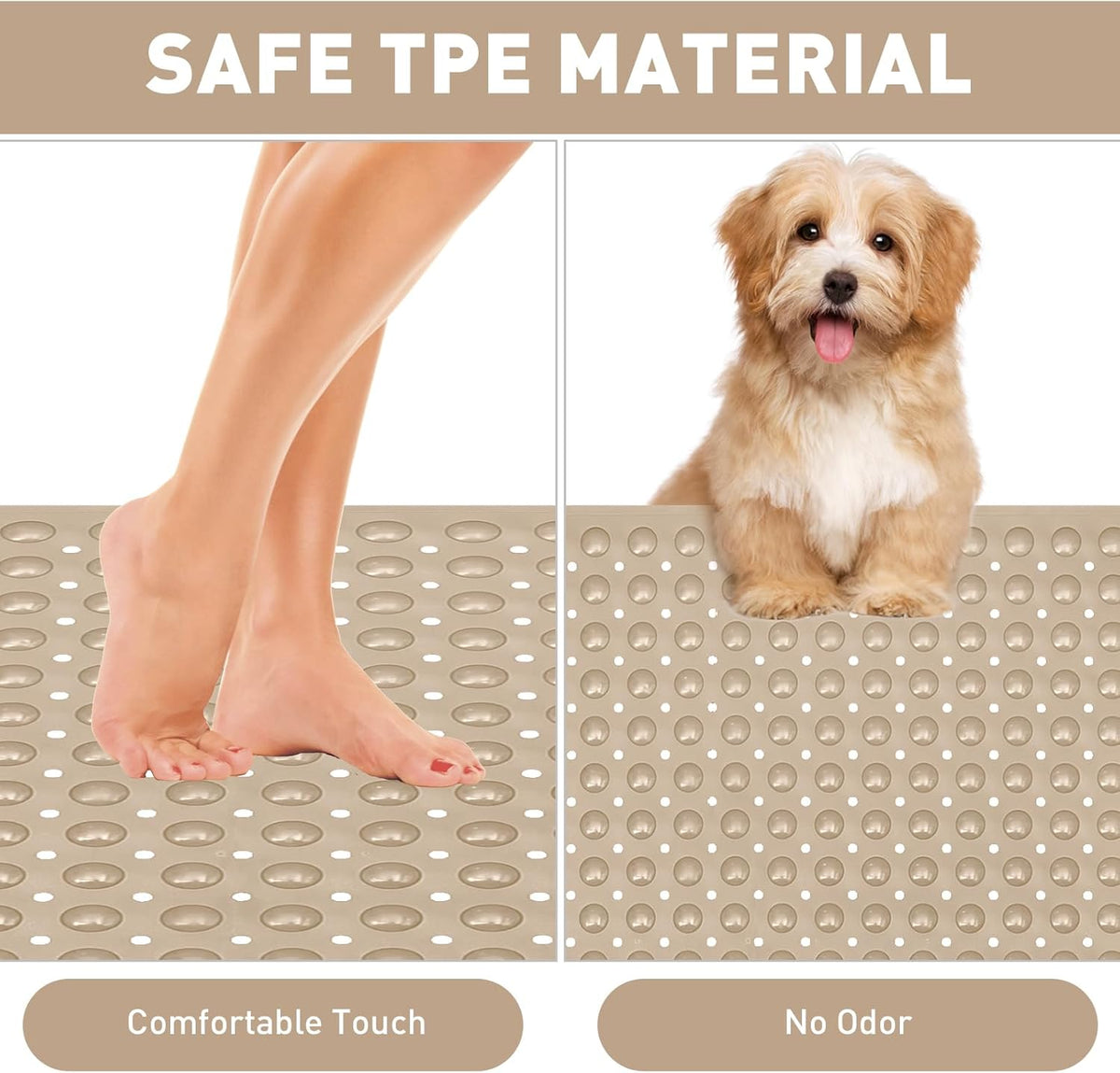 Shower Mat Non Slip: 47.2 x 31.5 Inch Extra Large TPE Shower Mats for Inside Shower - Anti Slip