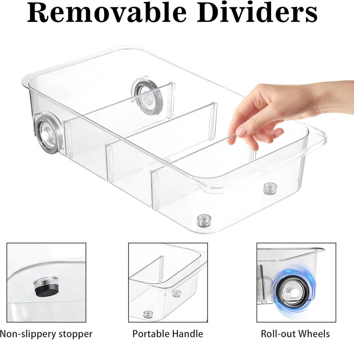 MineSign 2Pack Roll Out Fridge Caddy Bins Pull Out Drawer with Wheels Refrigerator Organizer Bins