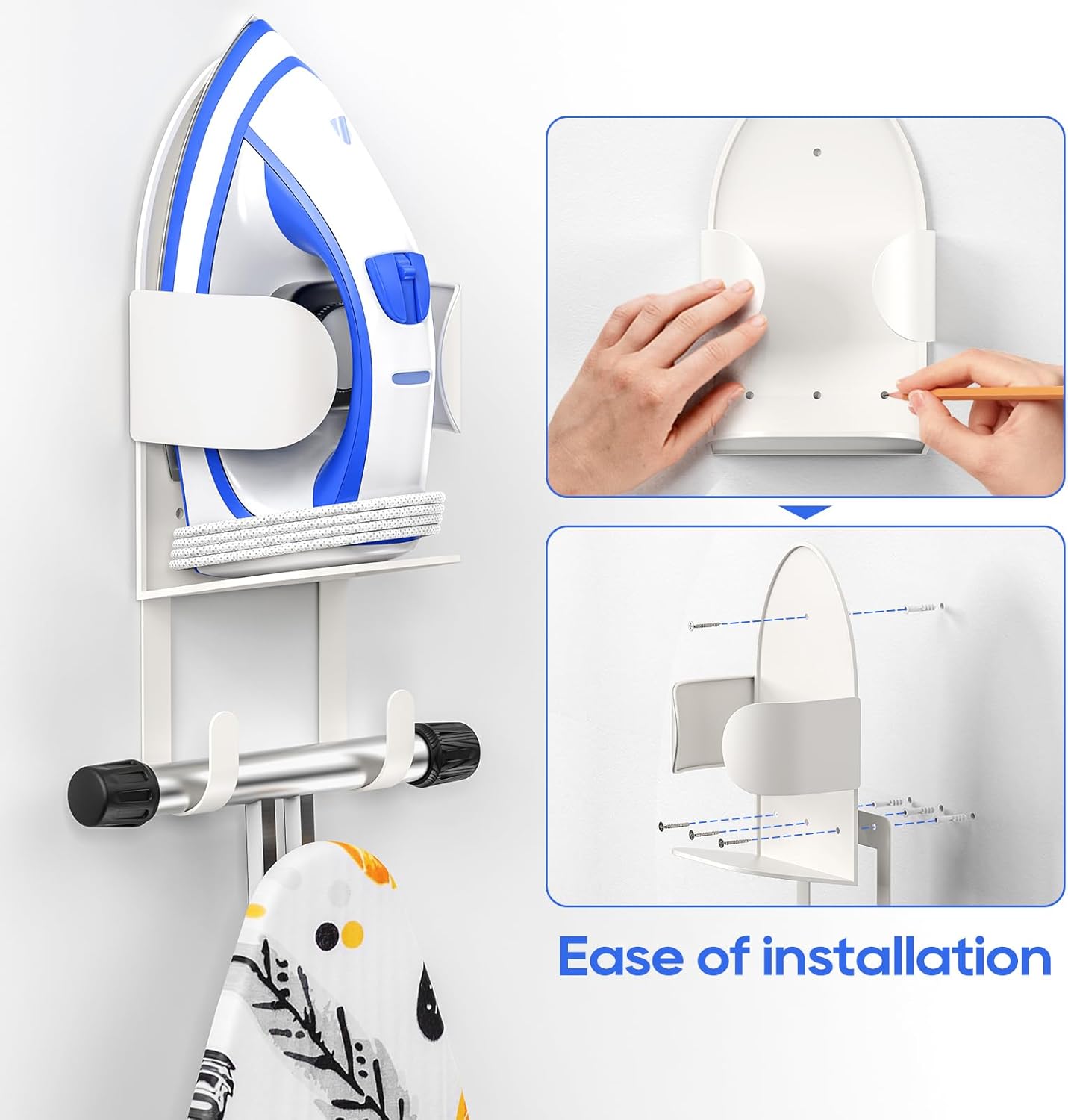 ORLESS Metal Large Ironing Board Holder Wall Mount, Ironing Board Hanger, Iron Board Holder, Iron