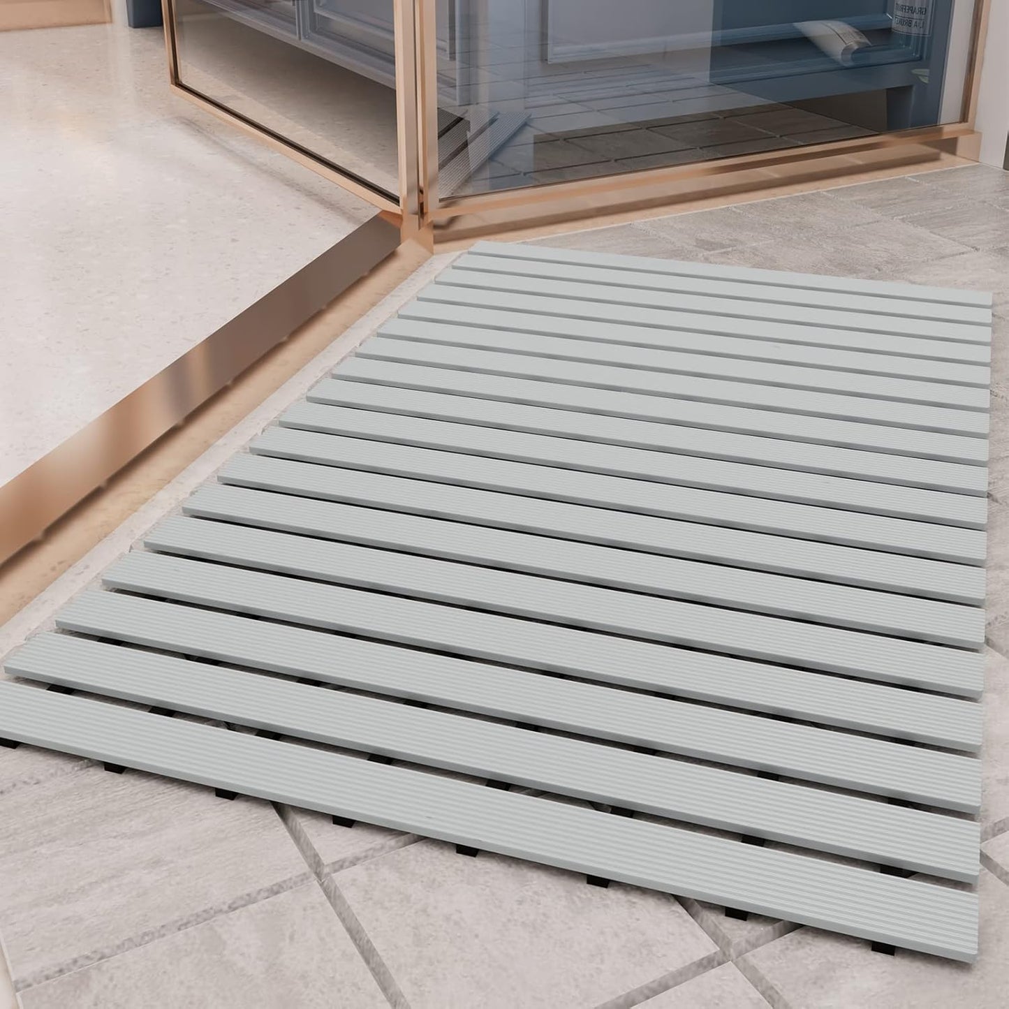 PADOOR Shower-Mat Non Slip, Heavy Duty Bathtub-Mat Curlable Quick Drain Sturdy Bath Tub Mat Without