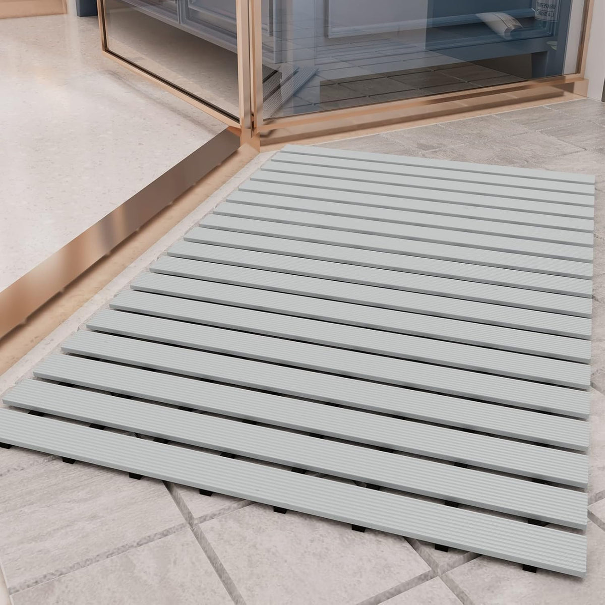 PADOOR Shower-Mat Non Slip, Heavy Duty Bathtub-Mat Curlable Quick Drain Sturdy Bath Tub Mat Without