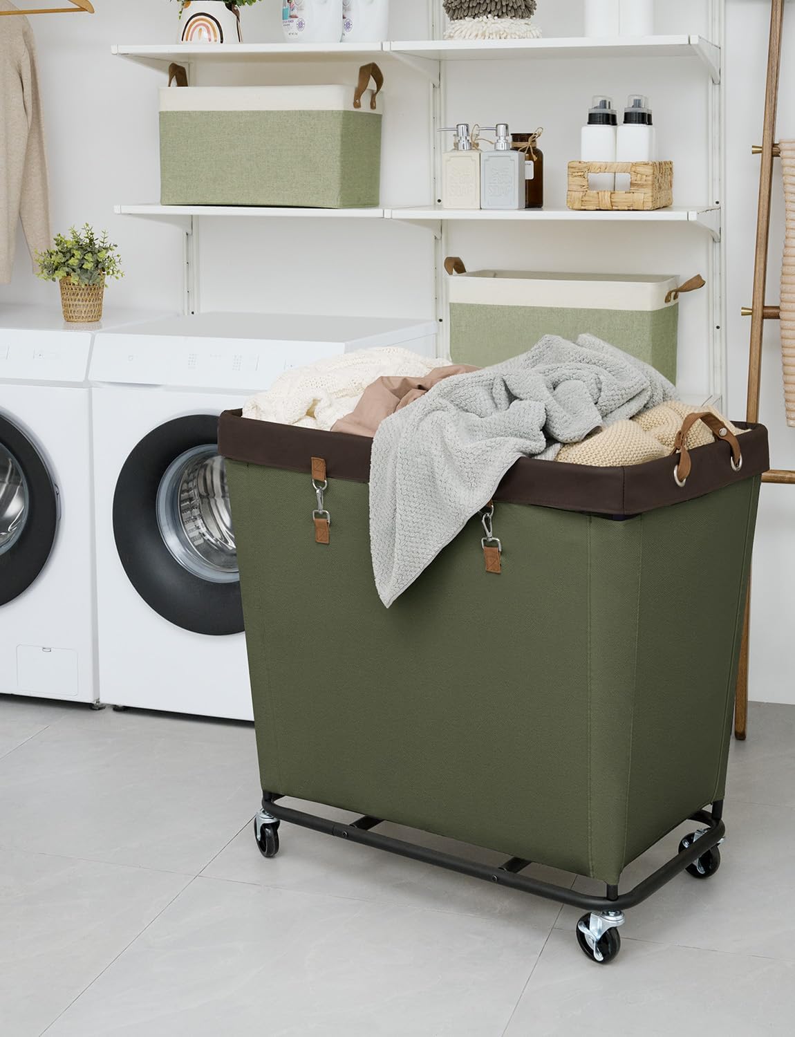 StorageWorks 320L Laundry Basket with Wheels, Extra Large Rolling Hampers for Clothing Organizer