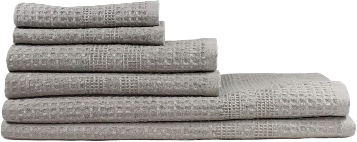 GILDEN TREE Waffle Towel Set Quick Dry Thin | 2 Bath Towels | 2 Hand Towels | 2 Washcloths, Classic