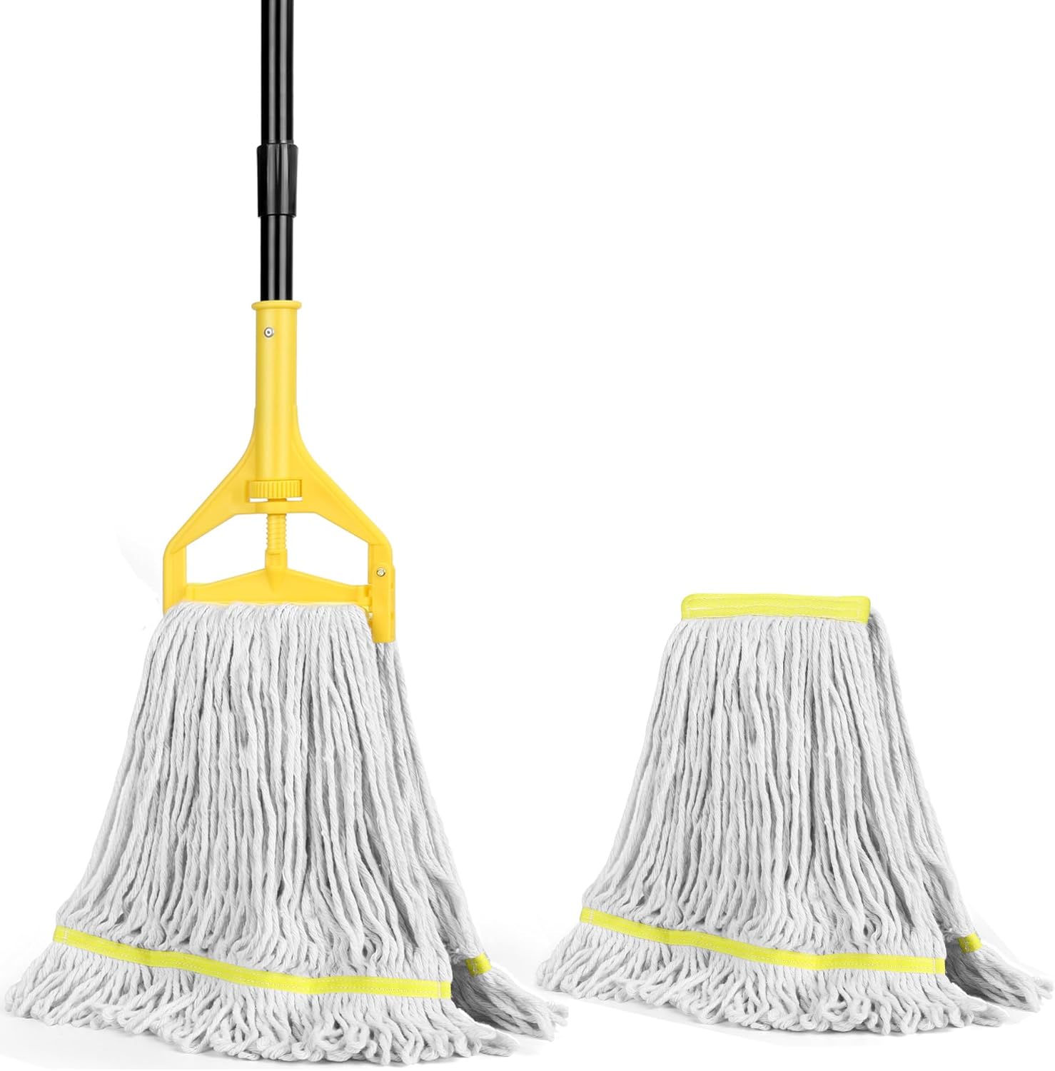 Beyoco Heavy Duty Commercial Industrial Cotton Mop with Long Handle,Looped-End String Wet Mops with