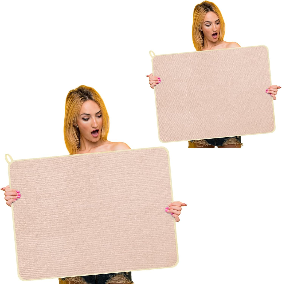 Hushee 2 Pack Extra Large Dish Drying Mat Microfiber Absorbent Dish Drying Pad Large Size Dishes