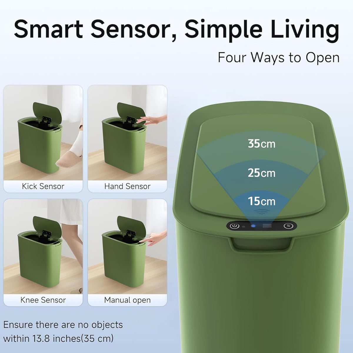Automatic Motion Sensor Bathroom Trash Can with Lid, 2.6 Gallon Touchless Trash Bin, Smart Garbage