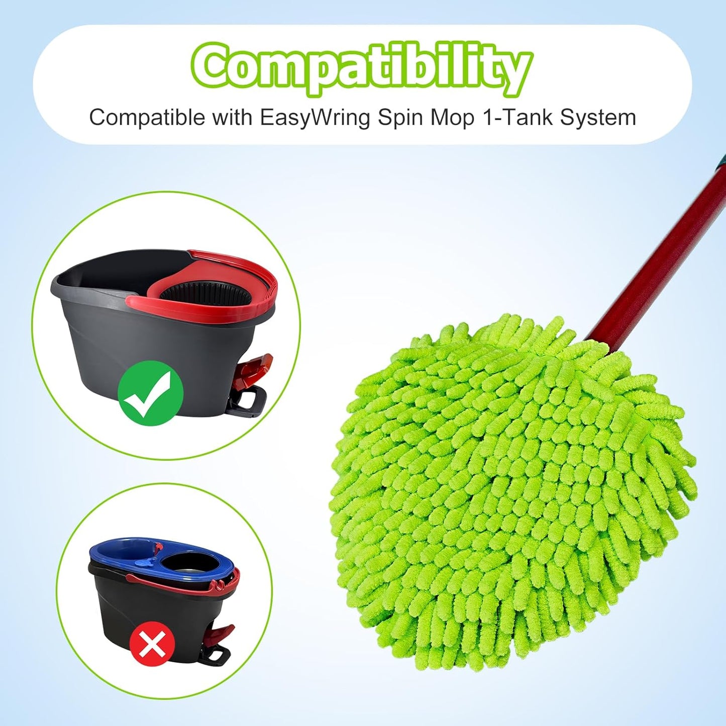 Mop Replace Heads for Ocedar Mop Heads Replacements Easywring 1-Tank System,Spin Mop Replacement