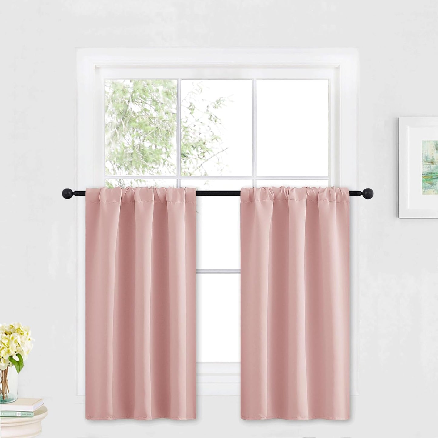 RYB HOME Blackout Curtains for Kitchen, Small Window Curtains Blinds, Thermal Insulating Drapes for