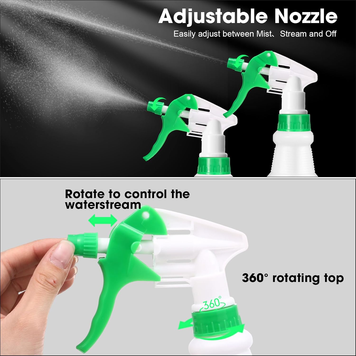 Eccliy 12 Pcs 16 Oz Plastic Spray Bottle, Adjustable Empty Reusable Sprayer for Cleaning, Planting