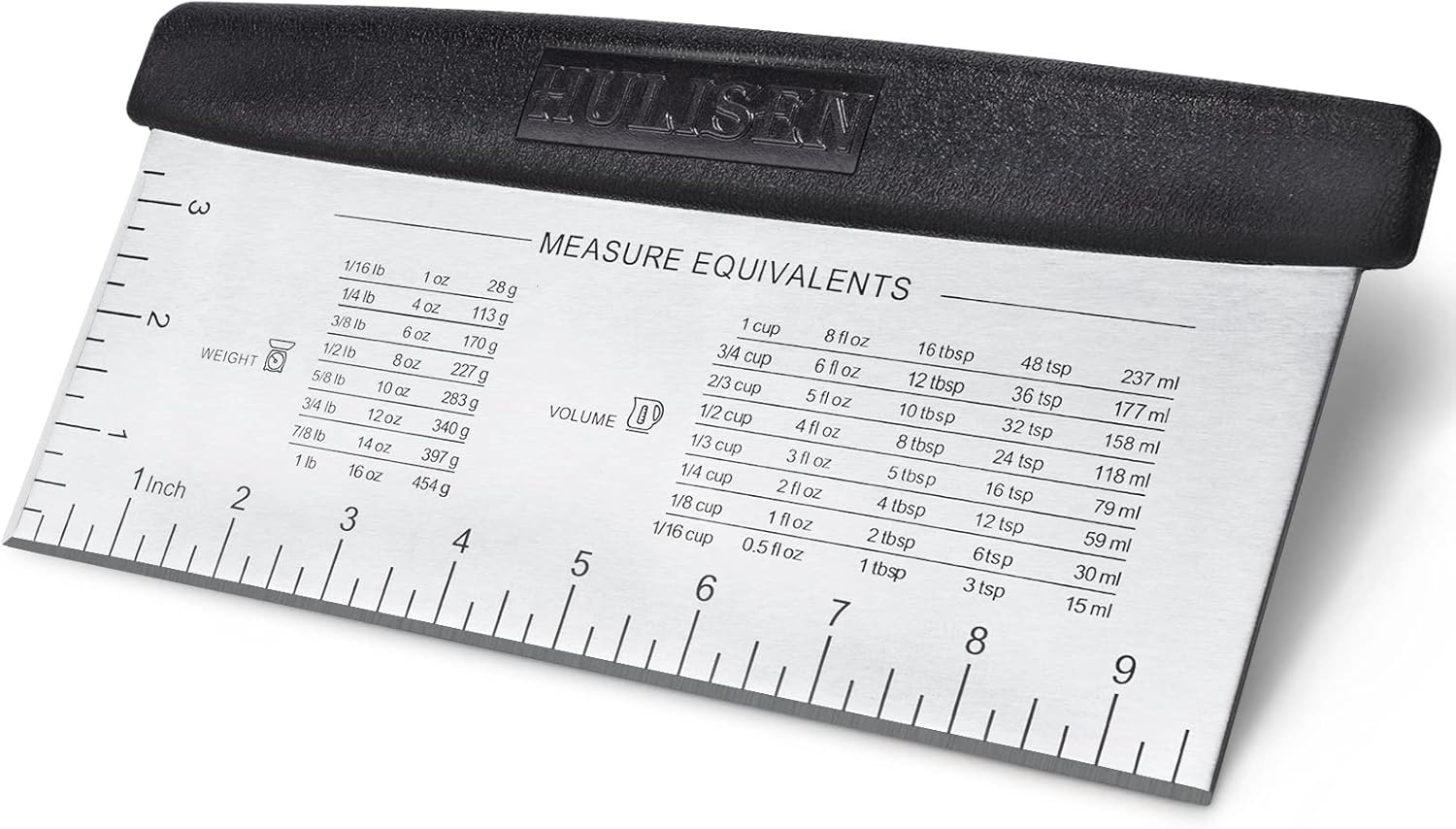 HULISEN Large Bench Scraper for Baking, 10 inch Dough Pastry Scraper with Measuring Scale