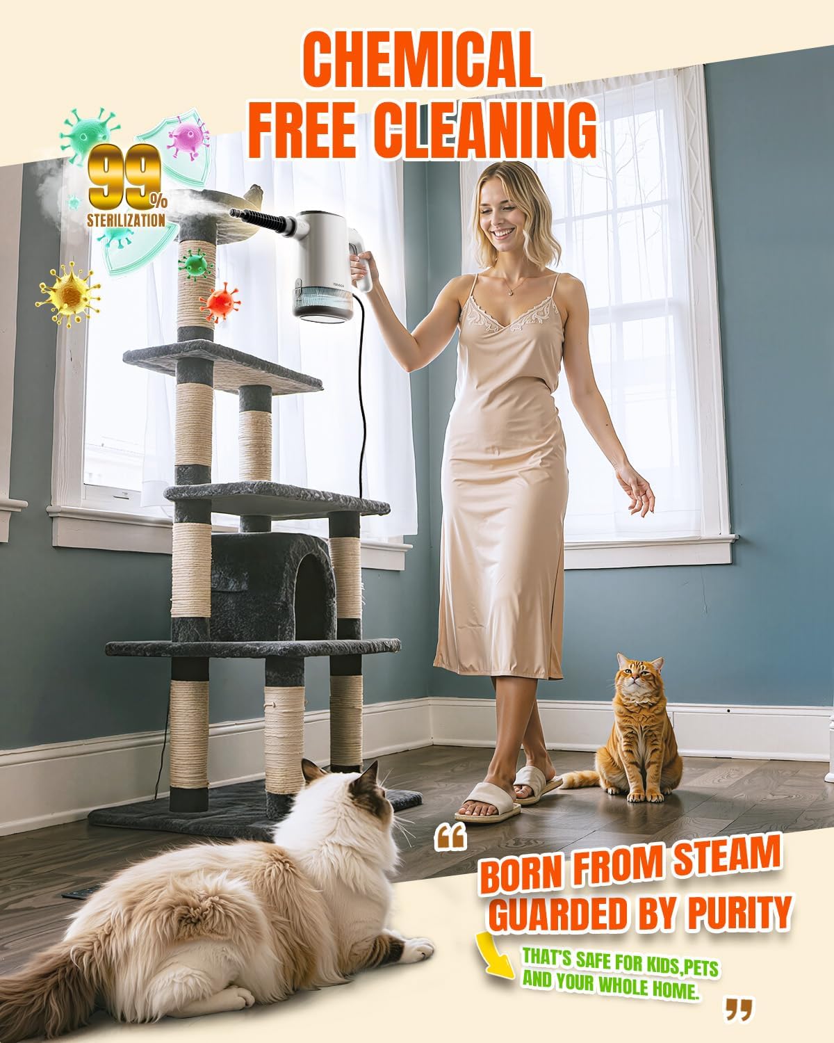 Handheld Steam Cleaner for Home, Portable Steamer Cleaner with 12 Accessories, 15S Fast Heat Up