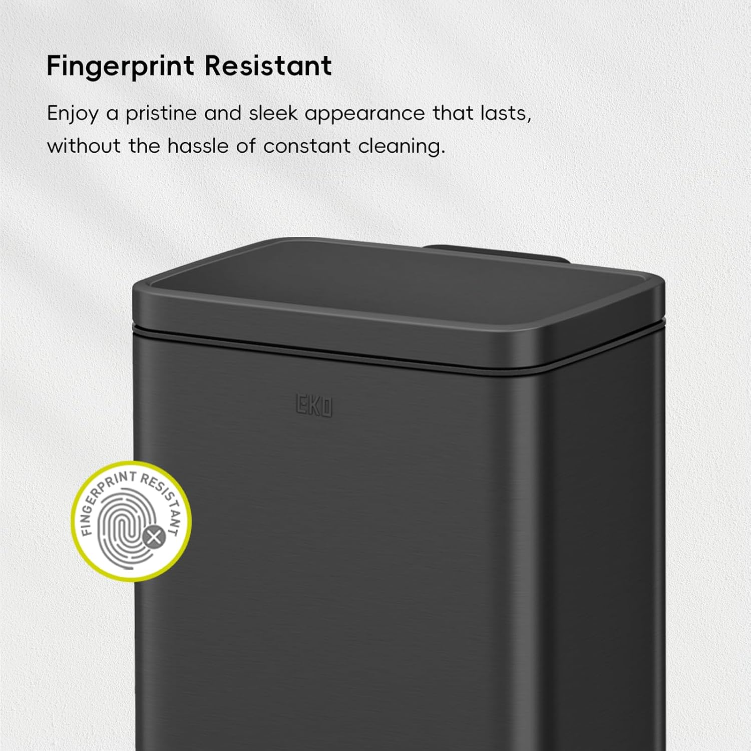 EKO Madison Matte Black 6L / 1.6 Gal Bathroom Trash Can with Lid and Removable Inner Basket