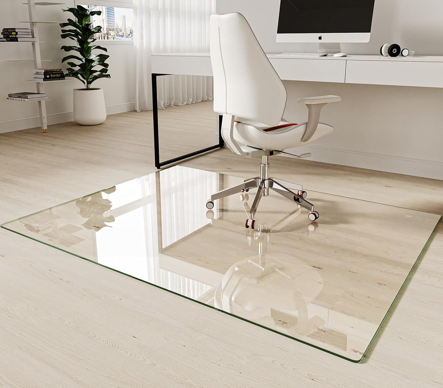 Koonmi Tempered Glass Chair Mat 60"x46" - Premium Office Chair Mat for Hardwood Floors & Low-Pile