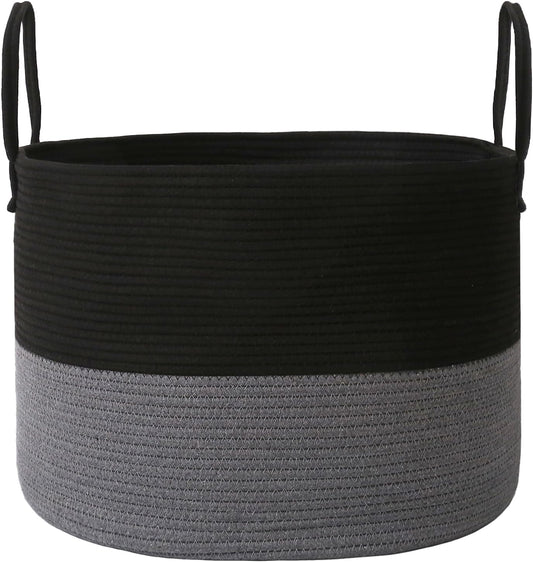 Woven Blanket Basket,115L Large Rope Storage Bin with Handles, Organizer for Blankets Toys Book and