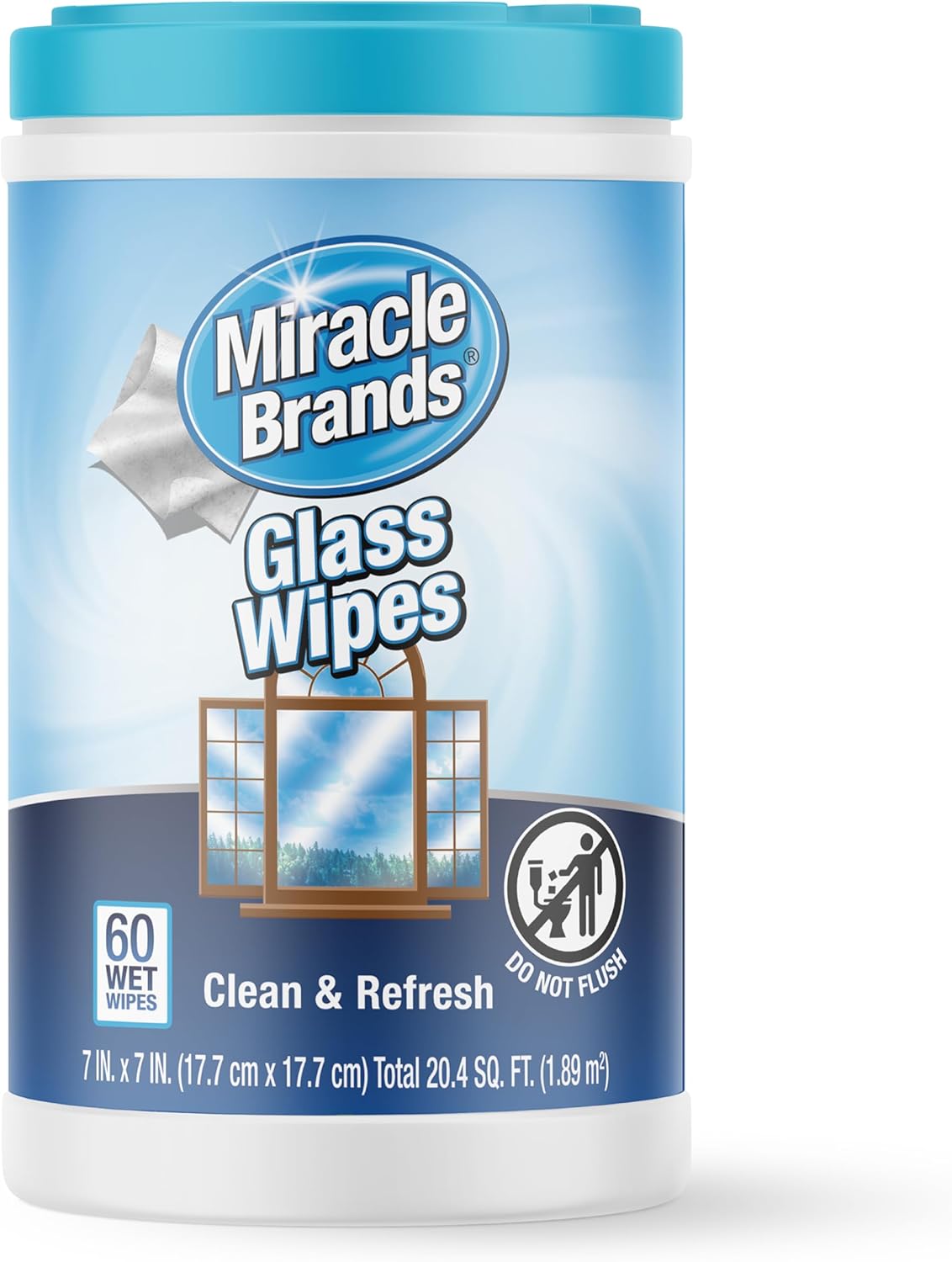 MiracleWipes for Glass, Disposable and Streak Free Cleaning Wipes for Mirrors, Windows, Kitchen