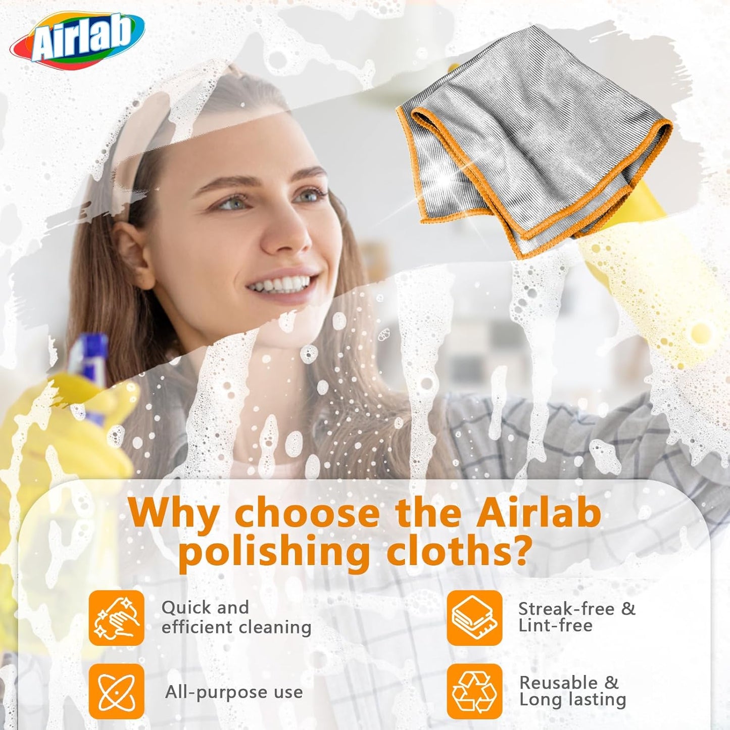 Glass Polishing Cloth Streak Free Miracle Microfiber Cleaning Cloth Lint Free Cleaning Rags for