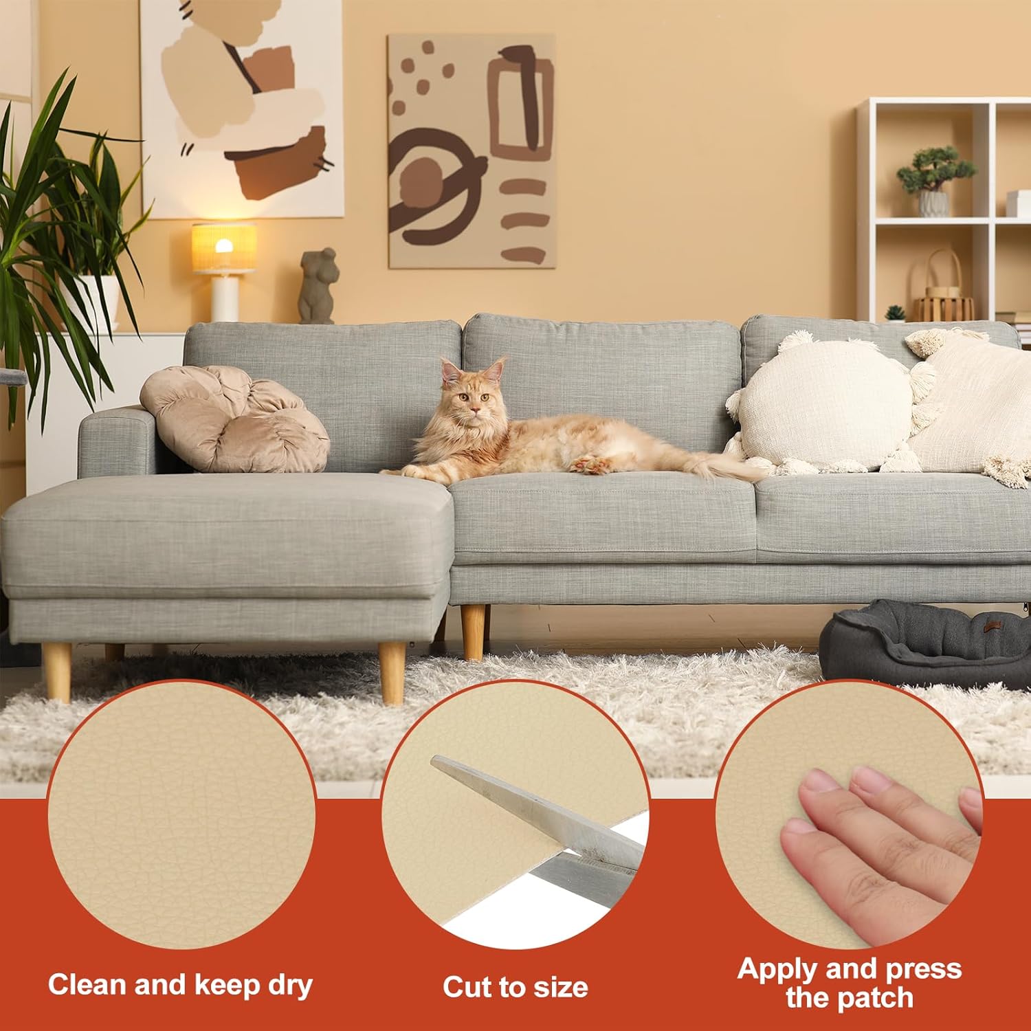 PATIKIL Leather Patches Tape for Furniture, 3.2 x 61 Inch Self Adhesive Vinyl Leather Repair Kit
