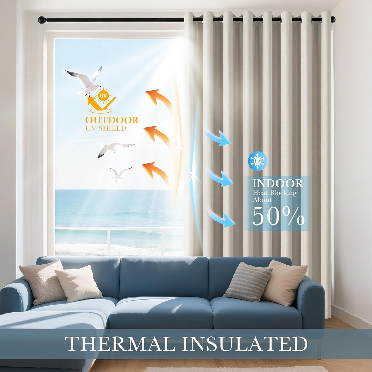 PONY DANCE Blackout Curtains for Bedroom 72 Inch Length 2 Panels Set, Privacy Thermal Insulated