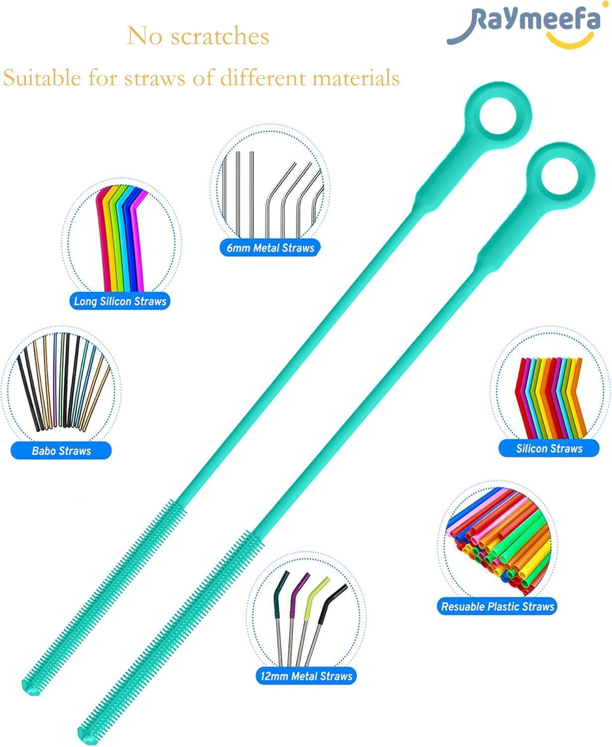 Extra Long Straw Cleaner Brush,Reusable and Soft Silicone Straw Cleaning Brush to Clean