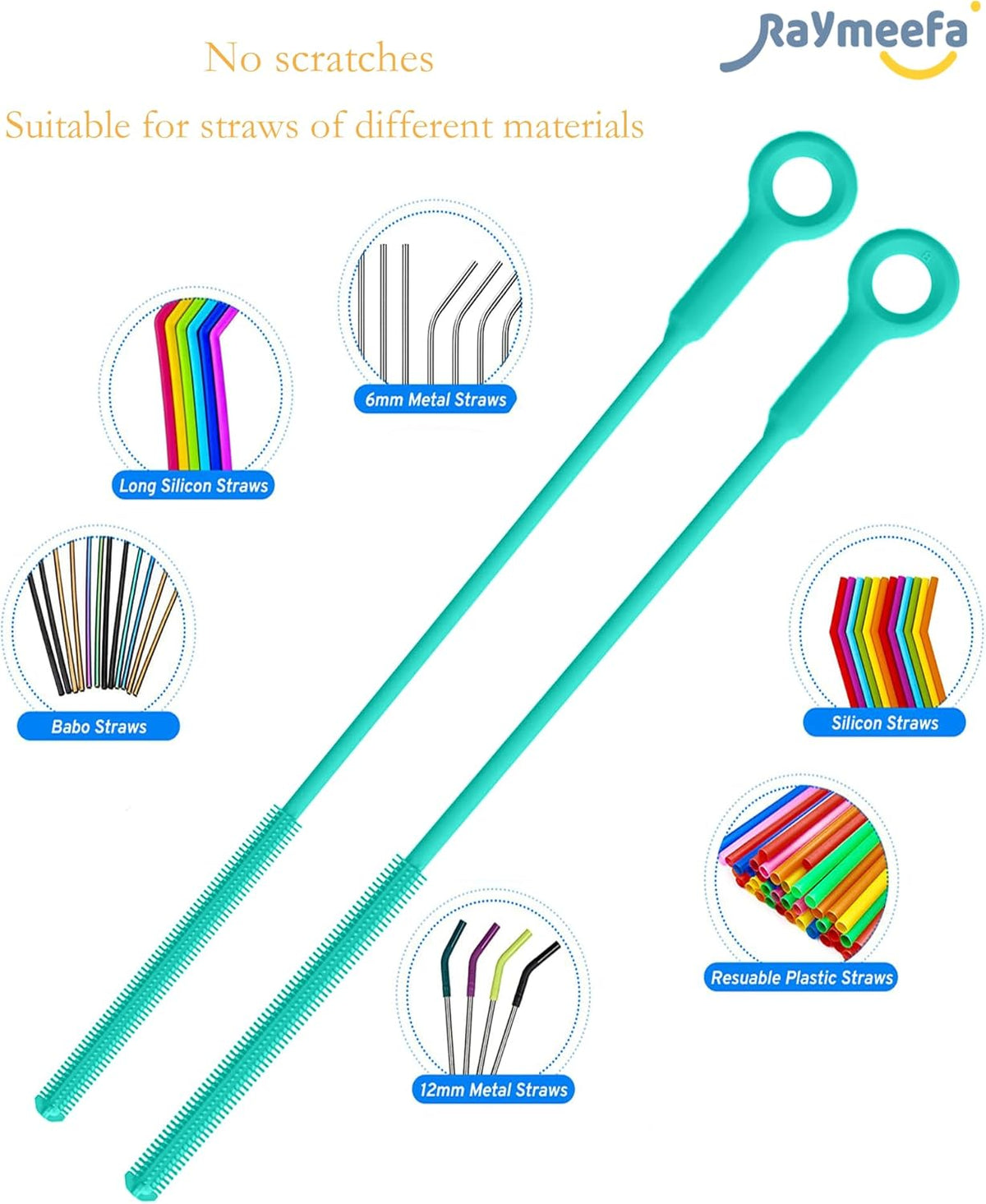 Extra Long Straw Cleaner Brush,Reusable and Soft Silicone Straw Cleaning Brush to Clean