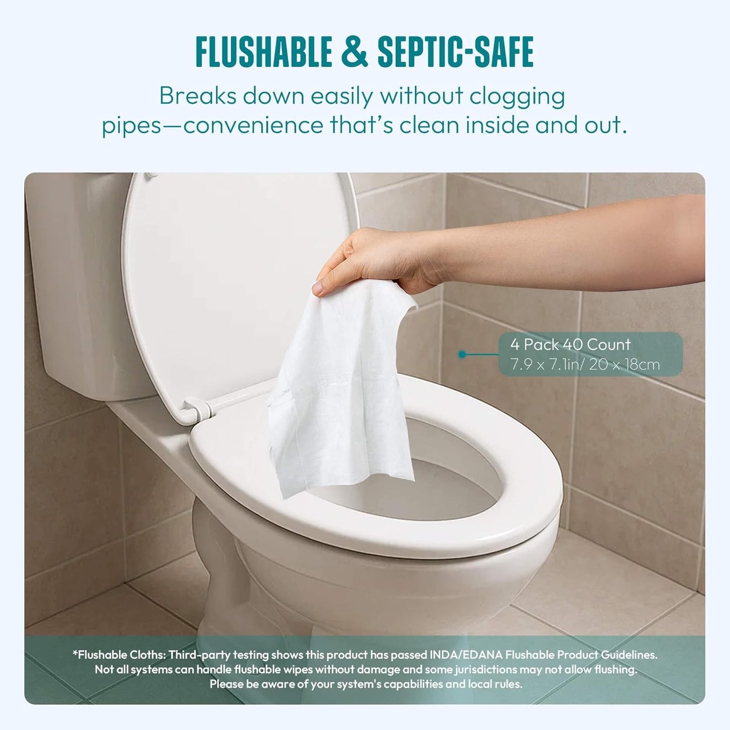 Large Feminine Wipes for Women, pH Balanced Soft Gentle Soothing Unscented Flushable Personal