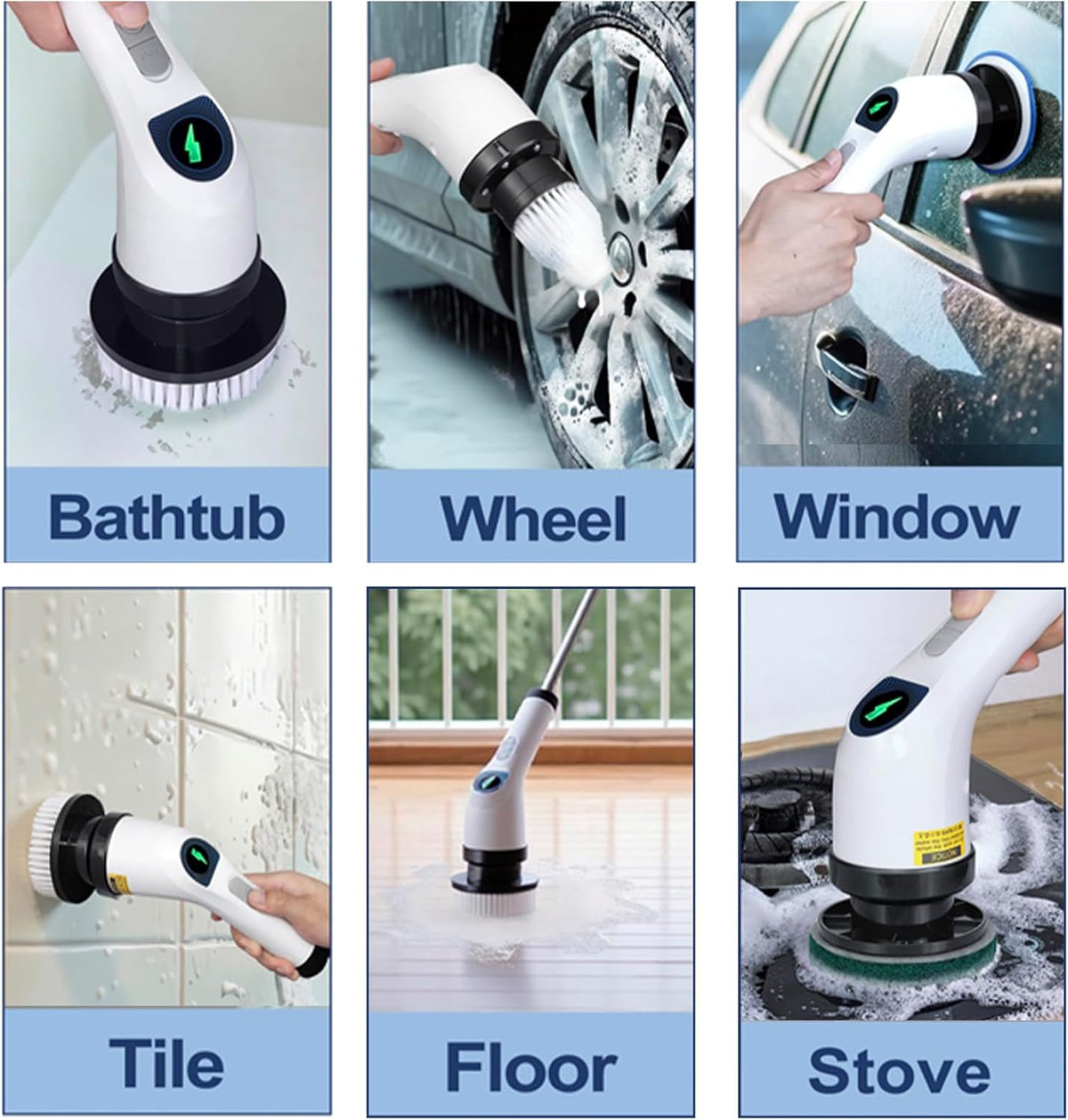 Electric Spin Scrubber for Cleaning - Shower Scrubber with Long Handle and 7 Replaceable Heads - 2