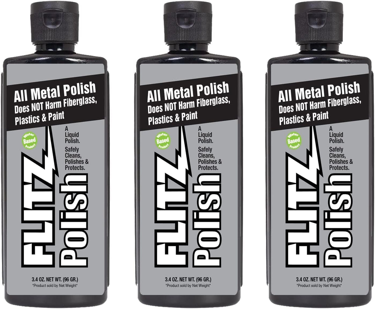 Flitz Multi Purpose Metal Polish Liquid - 3.4oz Bottle of USA-Made Tarnish Remover - For Aluminum
