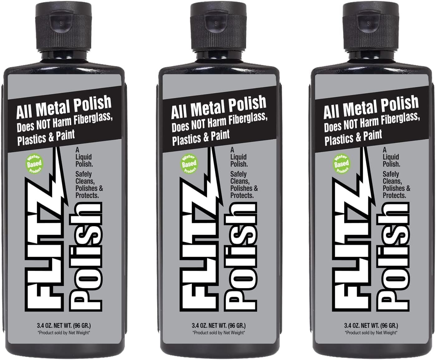 Flitz Multi Purpose Metal Polish Liquid - 3.4oz Bottle of USA-Made Tarnish Remover - For Aluminum