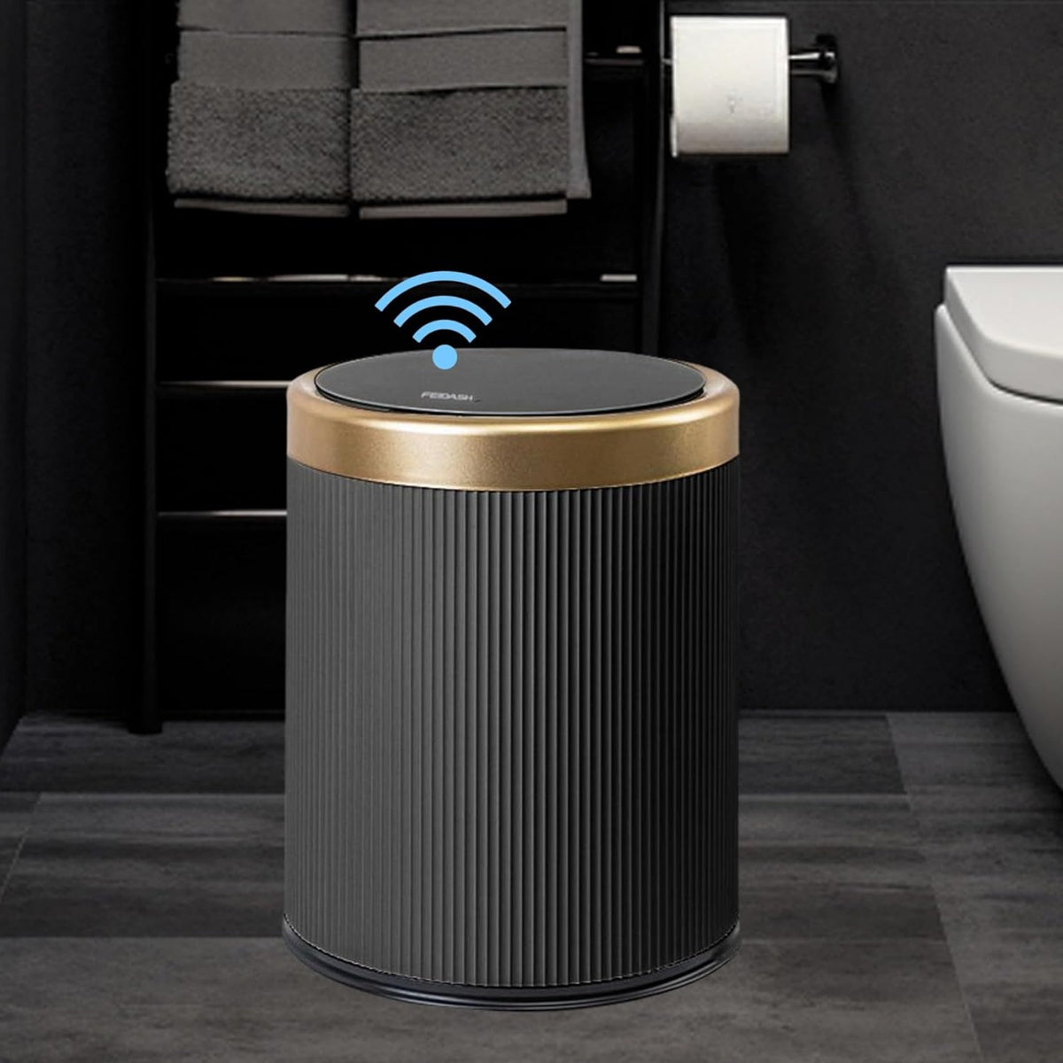URALFA Automatic Motion Sensor Bathroom Trash Can with Lid, 10.5 Liter / 2.8 Gallon Touchless Trash