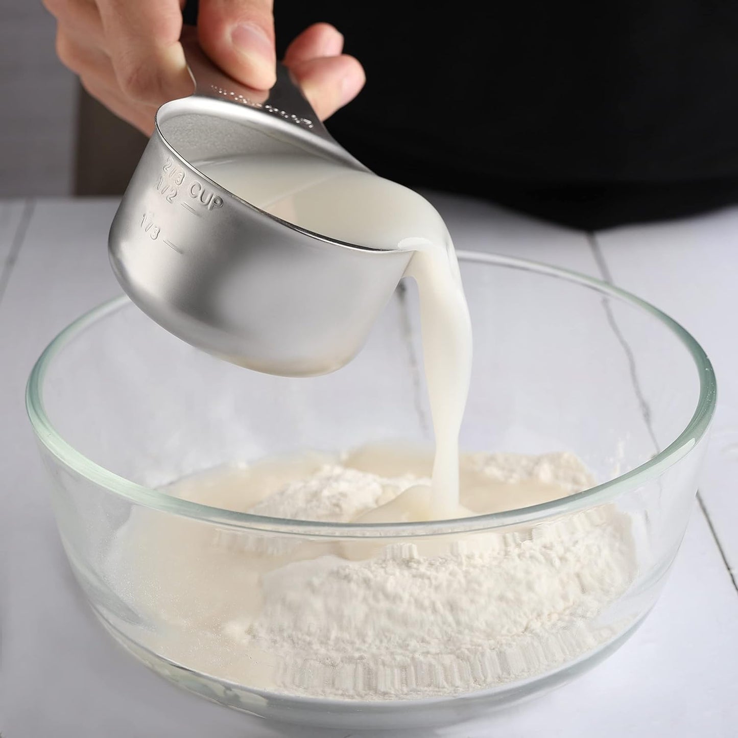Stainless Steel Measuring Cups Set of 7 Stackable Heavy Duty Measuring Cups for Dry and Liquid