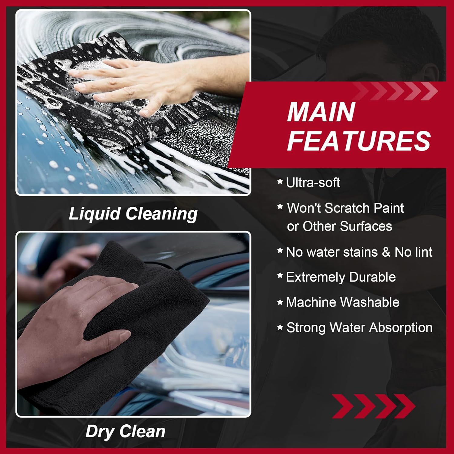 200 Pcs Microfiber Cleaning Cloth 16x16 Inch Microfiber Towels for Car Ultra Absorbent Cleaning