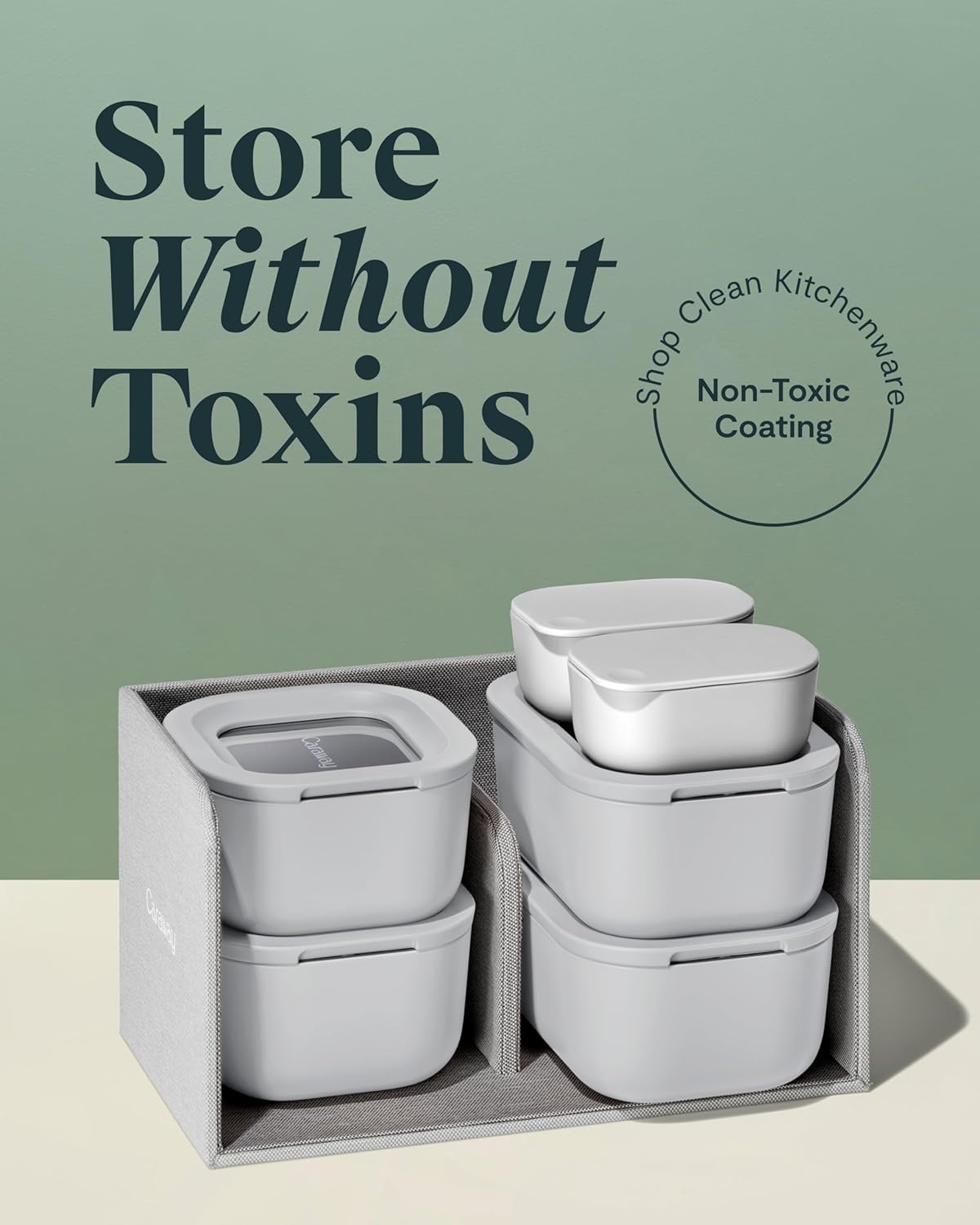 Caraway Mini Food Storage 11pc Set - Glass Storage Containers for Food - Non-Toxic Ceramic-Coated