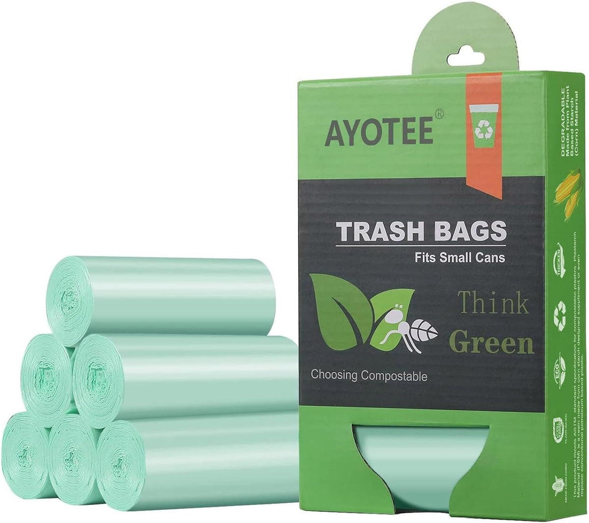 1.2 Gallon Small Trash Bags Garbage Bags, AYOTEE Mini Compostable Strong Bathroom Wastebasket Can