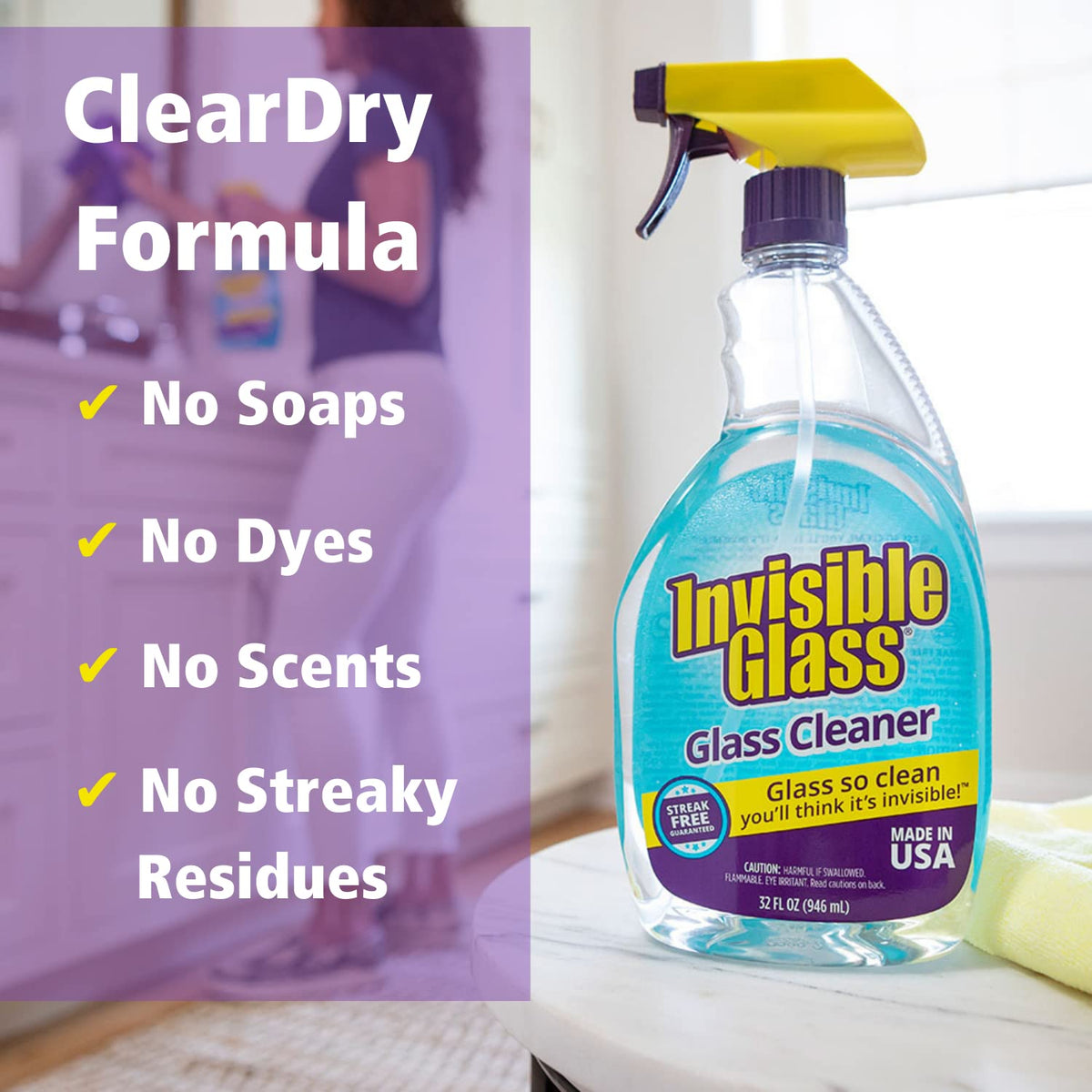 Invisible Glass 92194-4PK Premium Glass and Window Cleaner Spray – Cleans Glass, Windows, Mirrors