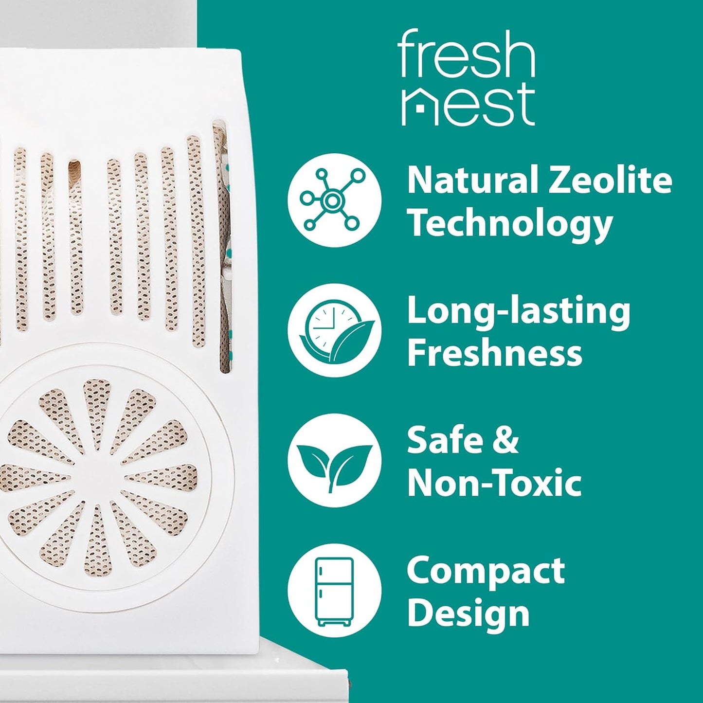 Refrigerator Deodorizer with Zeolites (4-Pack) - Odor Eliminator for Fridge & Freezer - Outshines