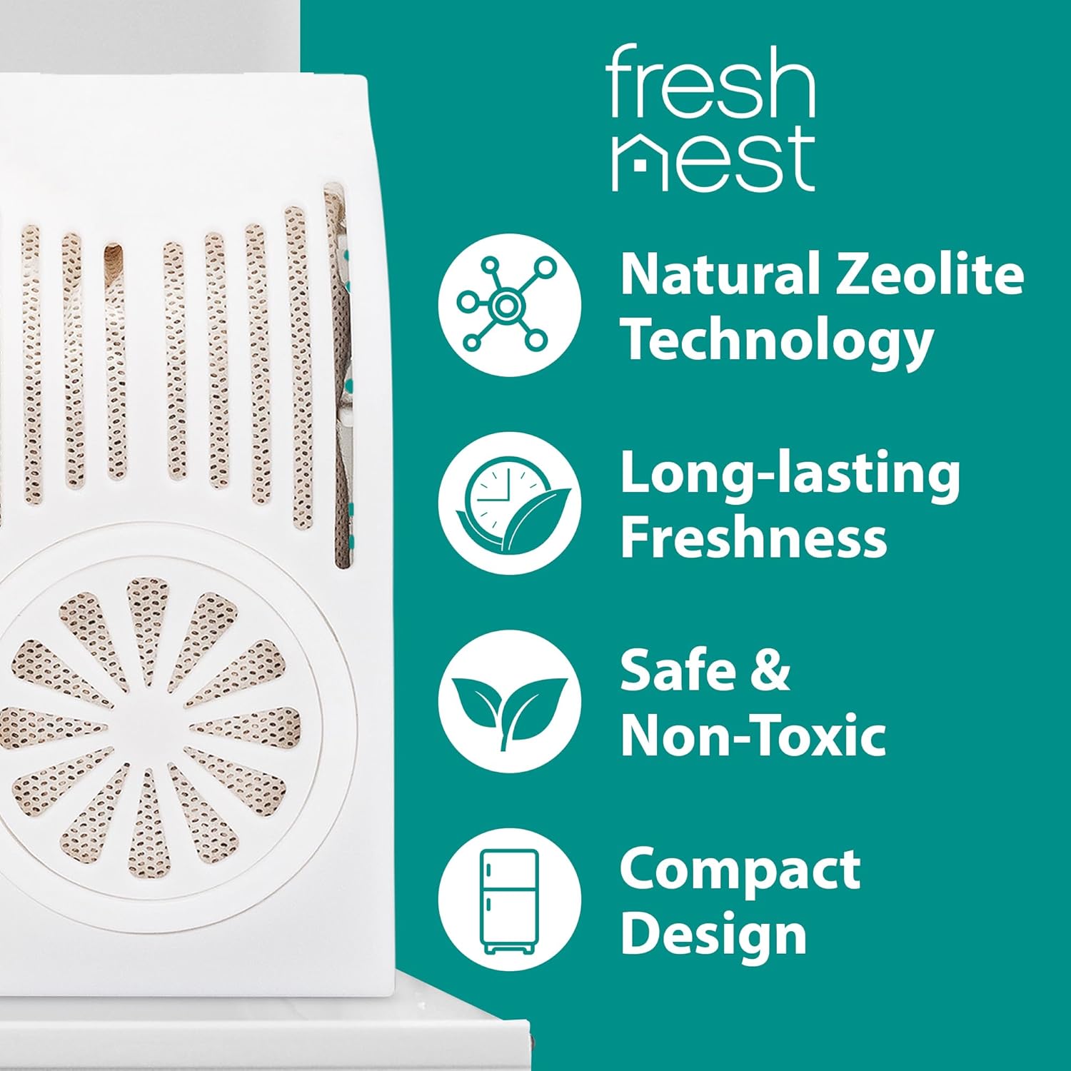 Refrigerator Deodorizer with Zeolites (4-Pack) - Odor Eliminator for Fridge & Freezer - Outshines