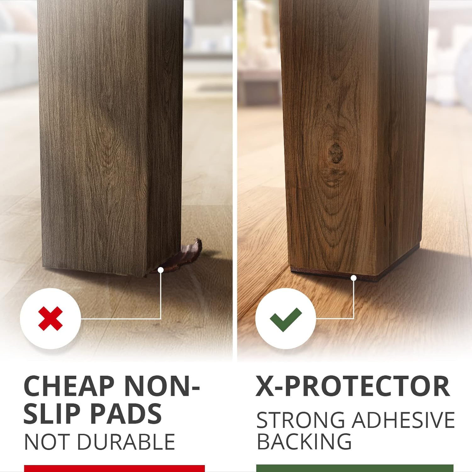 X-PROTECTOR Non Slip Furniture Pads - 8 pcs Premium Furniture Grippers 4"! Self-Adhesive Rubber