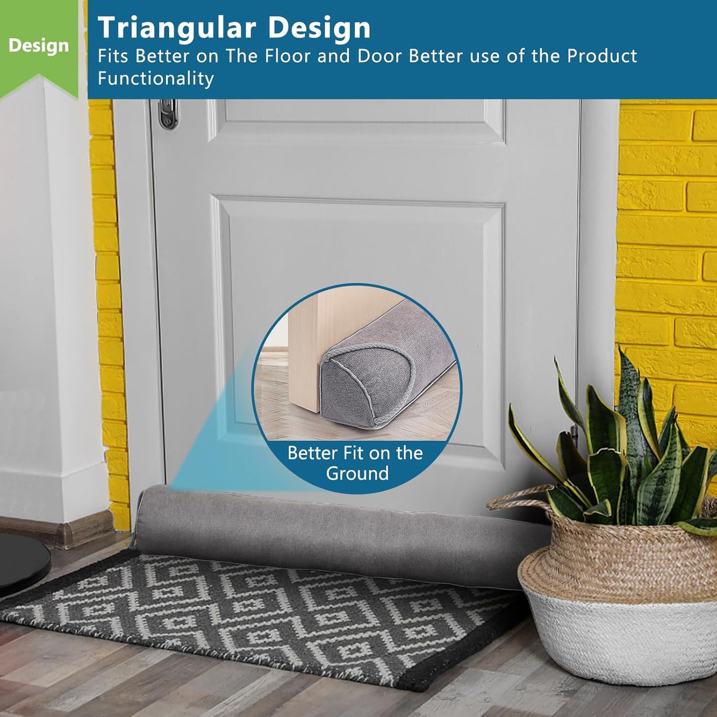 Triangular Under Door Draft Stopper 38 inch Heavy Duty Door Draft Blocker Bottom Door Seal Noise
