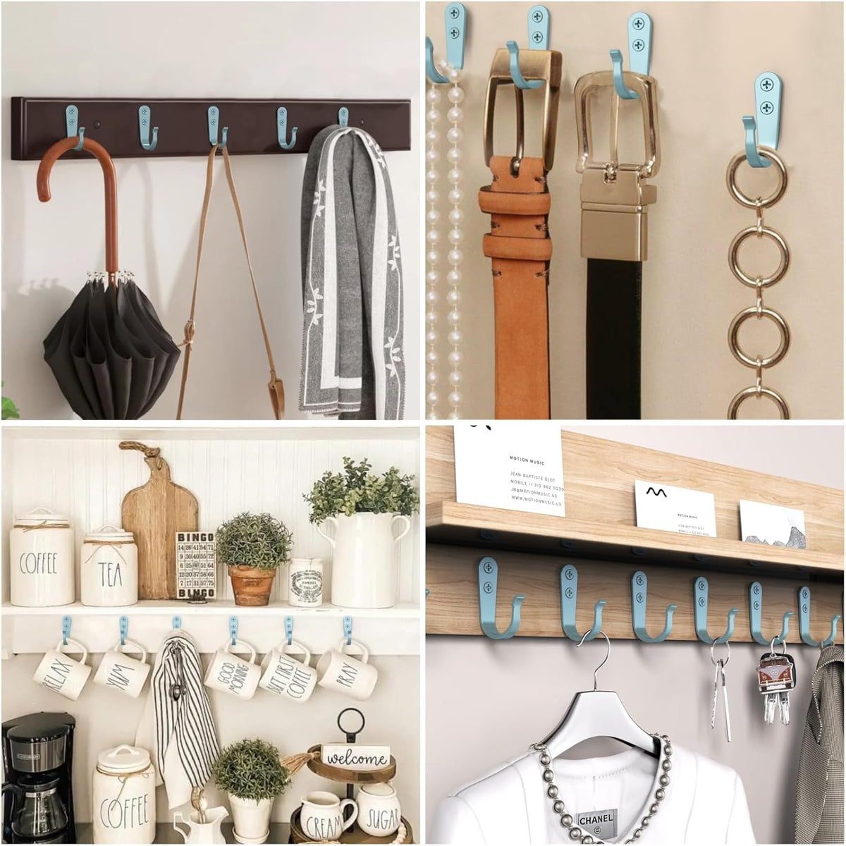 20PCS Heavy Duty Metal Wall Hooks, Coat Hooks for Hanging - Single Prong with 40 Screws (Coats