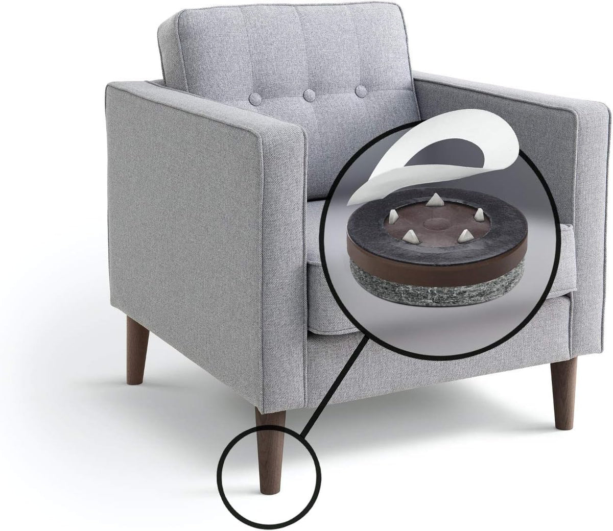 GorillaFelt CB270 Furniture Feet Floor Protectors/Felt Glides (Set of 4) Tap On Felt Furniture Pads