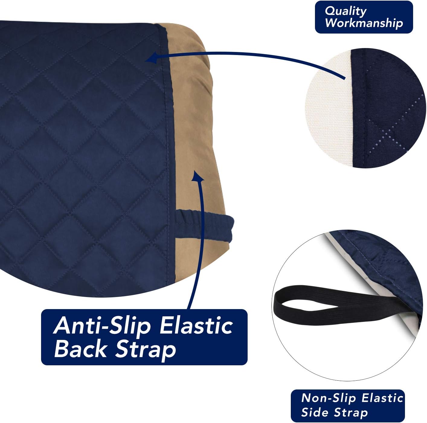 PureFit Reversible Quilted Sofa Cover, Water Resistant Slipcover Furniture Protector, Washable