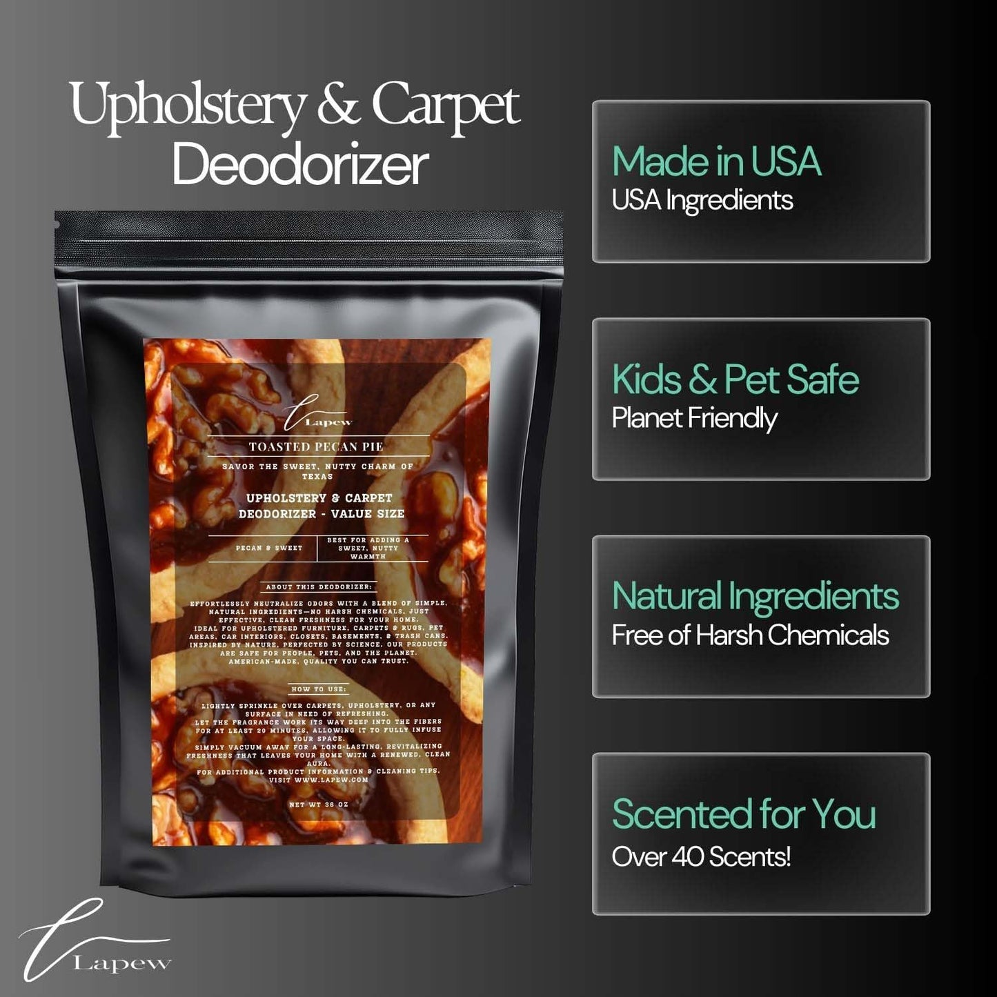 Toasted Pecan Pie Carpet Freshener Powder Refill 36 oz | Powerful Odor Eliminator for Home |